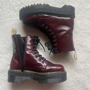 Vegan Jadon Platform Boots in Cherry Red